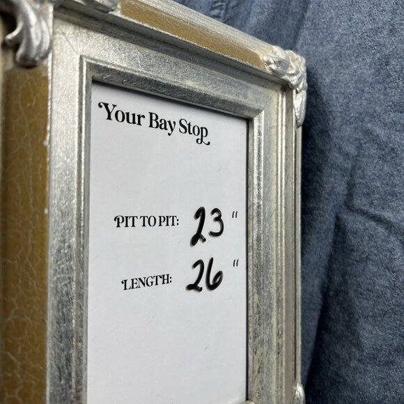 Eddie Bauer Womens Denim Blouse XL Blue Button Up Fitted 100% Cotton Long Sleeve - Picture 7 of 7